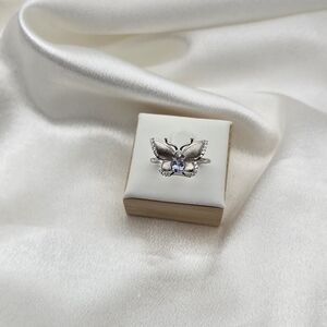 Elegant Sterling Silver 925 Butterfly Ring with Tanzanite Gemstone